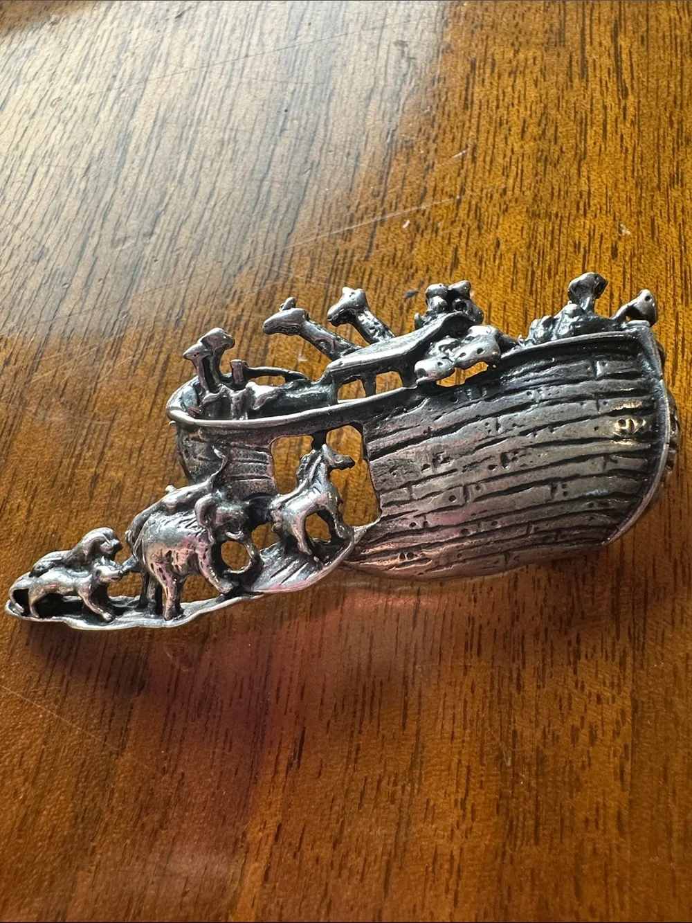 Vintage Silver-Tone Noah's Ark Brooch or Pendant